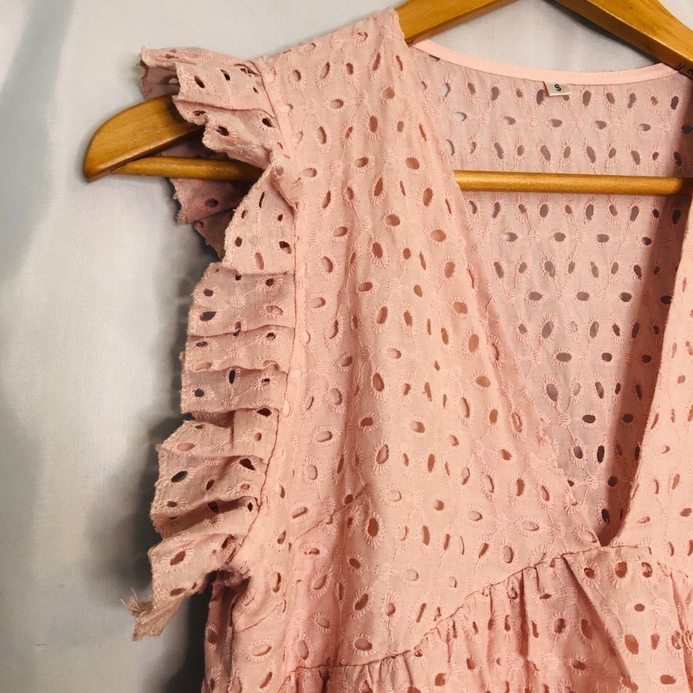 Women's Lace Ruffle Dress V-Neck Summer Babydoll Dress Size S - Picture 5 of 10